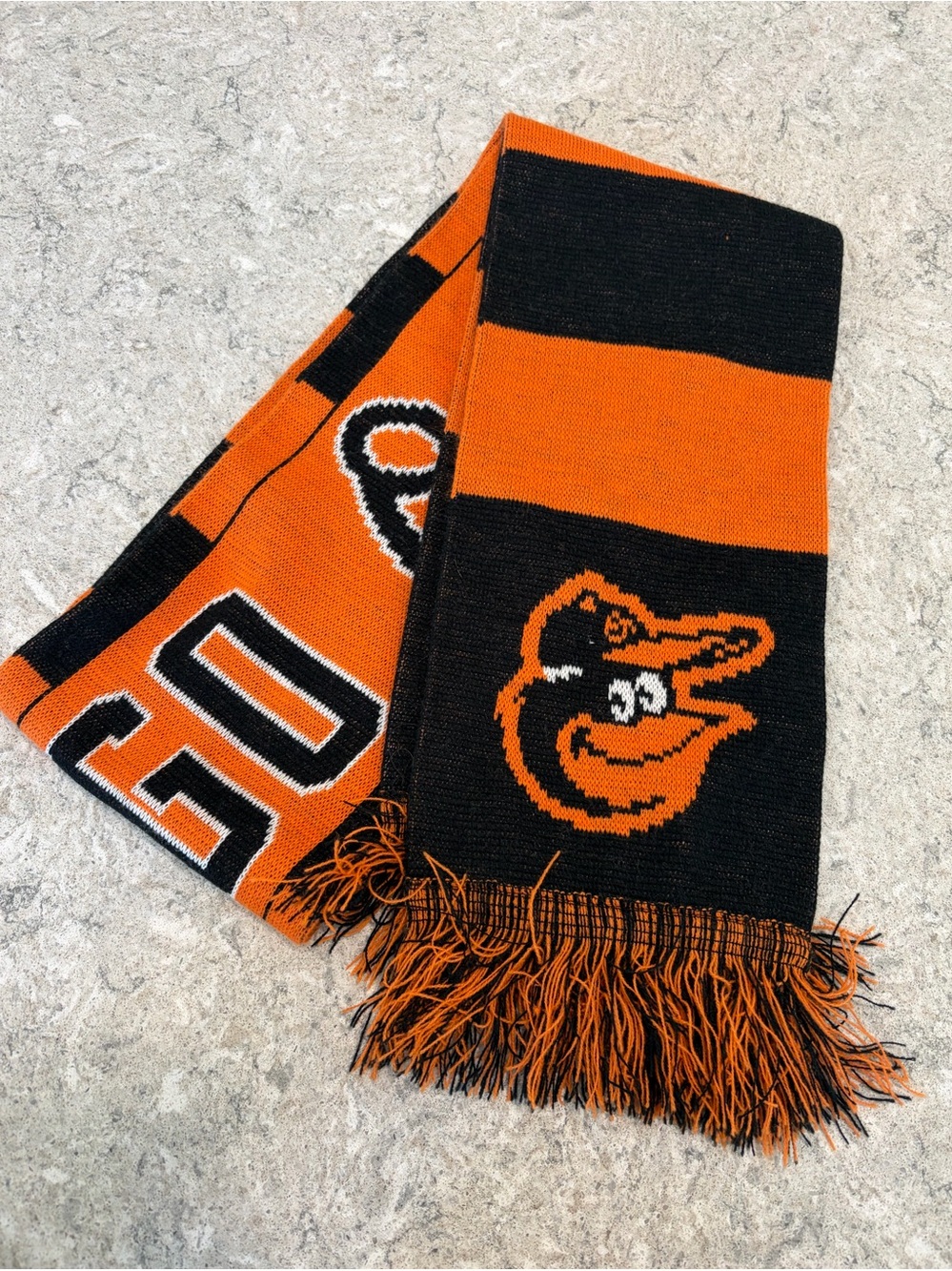 Baltimore Orioles Striped Knit Scarf - Orange and Black